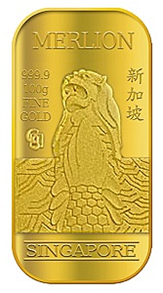 Singapore Gold Bar - The Merlion - 100 g - BullionStar