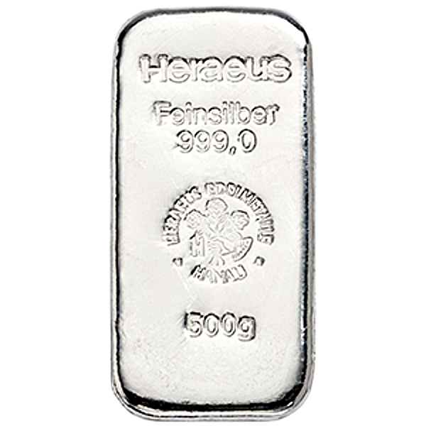 Heraeus Silver Bar - 500 g - BullionStar Singapore