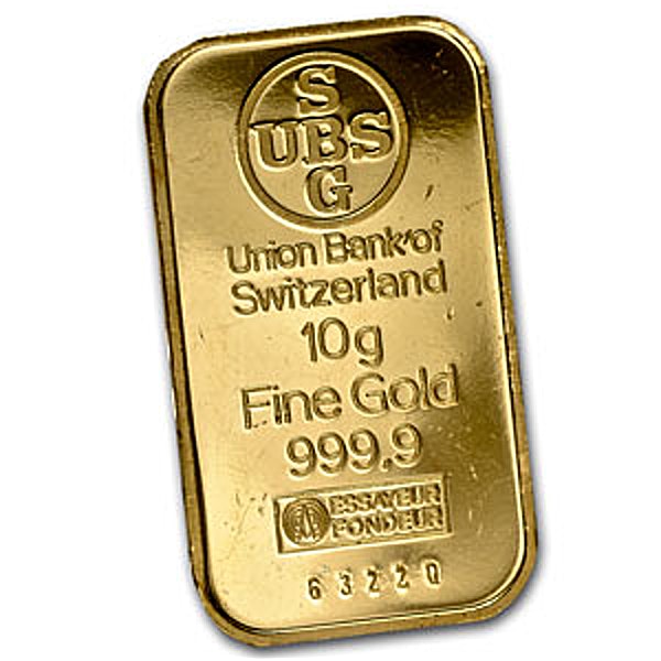 UBS Gold Bar Circulated in good condition 10 g UBS Gold Bar Circulated in good condition 10 g