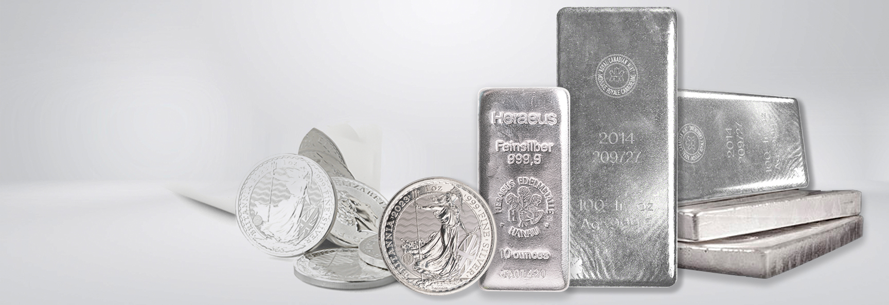 Silver Promotion - Greatly discounted premiums for 10 oz, 100 oz & 1000 oz Silver Bars and 1 oz Silver Britannias