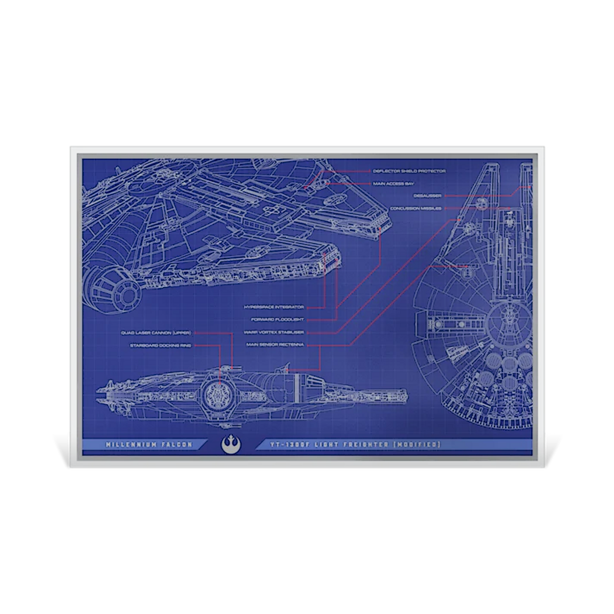 Unique 1 oz Silver Star Wars Millennium Falcon Blueprint Foil