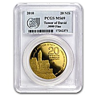 Israeli Gold Tower of David 2010 - Graded MS 69 by PCGS - 1 oz Israeli Gold Tower of David 2010 - Graded MS 69 by PCGS - 1 oz