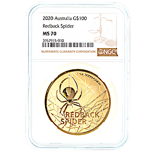 Australian Gold Most Dangerous 2020 - Redback Spider - Graded MS 70 by NGC - 1 oz