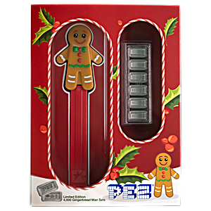 30 Gram PAMP Christmas Gingerbread Man Silver Pez Dispenser