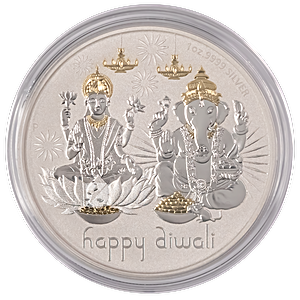 1 oz Happy Diwali Proof Silver Medallion - Various Designs (Pre-Owned in Good Condition)