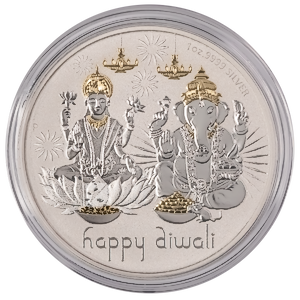 1 oz Happy Diwali Proof Silver Medallion - Various Designs (Pre-Owned in Good Condition)
