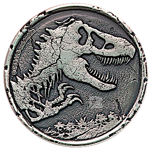 2021 2 oz Niue Jurassic World High-Relief Antique Cracked-Finish Silver Coin