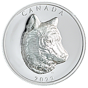 2022 1 oz Canada Timber Wolf Extraordinarily High Relief Silver Coin