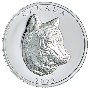 2022 1 oz Canada Timber Wolf Extraordinarily High Relief Silver Coin