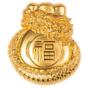 1 oz Chad Chinese Dragon Fortune Bag Antique-Finished High Relief Silver Coin