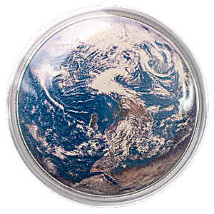 Fiji Silver Blue Marble Domed Shaped 2022 - Colored Proof - 1 oz