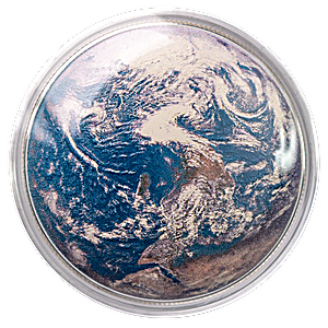 2022 1 oz Fiji Blue Marble Dome-Shaped Colored Proof Silver Coin