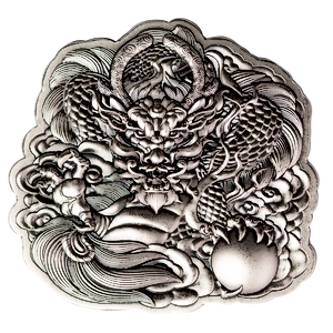2022 2 oz Fiji Dragon-Shaped High Relief Antique-Finished Silver Coin
