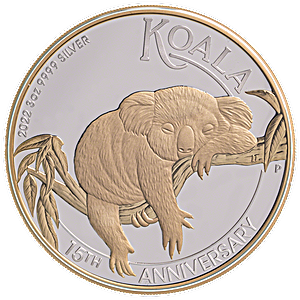 2022 3 oz Australian Koala 15th Anniversary Edition Gilded Silver Coin