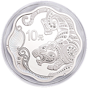 Chinese Silver Lunar Series 2022 - Year of the Tiger - Proof Plum Blossom Shaped - 30 g