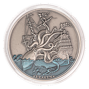 2021 2 oz Niue Sea Beast Kraken Antique-Finished Silver Coin (Pre-Owned in Good Condition)