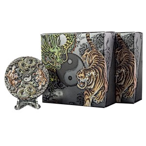 2 pcs of 5 oz 2023 Tuvalu Silver Double Dragon and Double Tiger-Yin and Yang Coins - Total 10 oz Silver