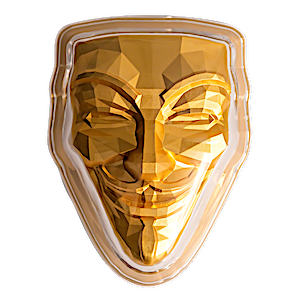 Rebel Guy Fawkes Silver Stacker Mask - Gilded - 2 oz