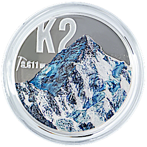 2024 2 oz Cook Islands K2 Mountain Peaks Silver Coin