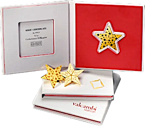 5 x 1 Gram Valcambi CombiBar Gold Bullion Bar - Sparkling Star
