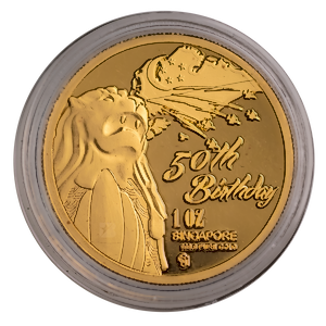 2015 1 oz Singapore 50th Anniversary Gold Medallion (Pre-Owned in Good Condition)