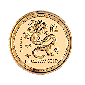 2000 1/4 oz Australian Lunar Series - Year of the Dragon Gold Bullion Coin