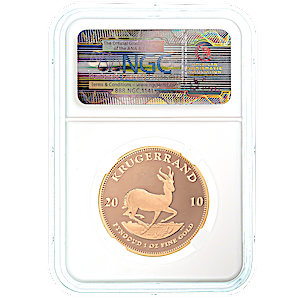 South African Gold Krugerrand 2010 - Proof - Graded PF 69 by NGC - 1 oz 