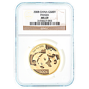 Chinese Gold Panda 2008 - Graded MS 69 by NGC -  1 oz