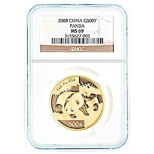 2008 1 oz Chinese Gold Panda Bullion Coin - Graded MS 69 by NGC