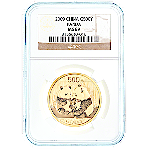 Chinese Gold Panda 2009 - Graded MS 69 by NGC - 1 oz