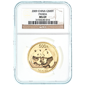 2009 1 oz Chinese Gold Panda Bullion Coin - Graded MS 69 by NGC