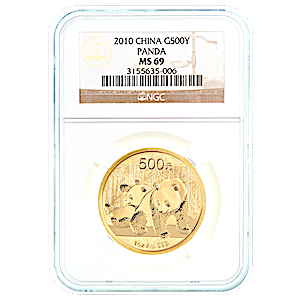 Chinese Gold Panda 2010 - Graded MS 69 by NGC - 1 oz