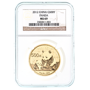 2012 1 oz Chinese Gold Panda Bullion Coin - Graded MS 69 by NGC