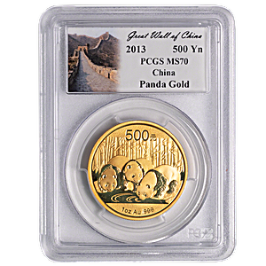 2013 1 oz Chinese Gold Panda Bullion Coin - Graded MS 70 by PCGS