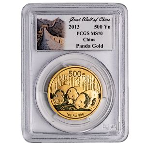 2013 1 oz Chinese Gold Panda Bullion Coin - Graded MS 70 by PCGS