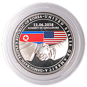 2018 1 oz Singapore Mint Trump Kim Summit Proof Silver Coin (Pre-Owned in Good Condition)