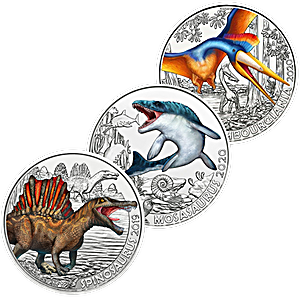 Austrian Copper Supersaurs Series - 3 copper coin set - Glow In The Dark