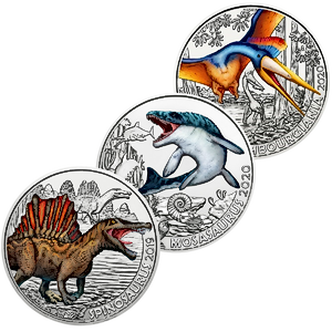 Austrian Copper Supersaurs Series - 3 copper coin set - Glow In The Dark