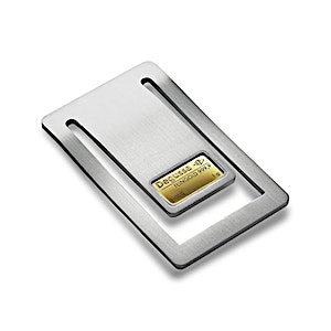 Stainless Steel Money Clip with 1 Gram Degussa Gold Bullion Bar