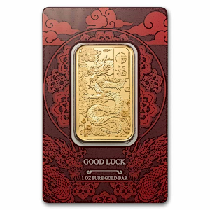 1 oz PAMP Good Luck Dragon Gold Bullion Bar (Pre-Owned in Good Condition)