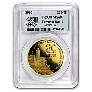 2010 1 oz Israeli Tower of David Gold Coin - Graded MS 69 by PCGS