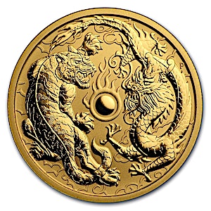 2019 1 oz Australian Gold Dragon and Tiger Bullion Coin (Pre-Owned in Good Condition)