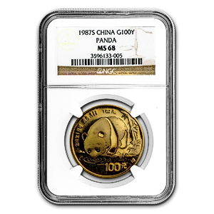 1987 1 oz Chinese Gold Panda Bullion Coin - Graded MS 68 by NGC