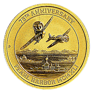 2016 1/10 oz Tuvalu Pearl Harbor 75th anniversary Gold Coin