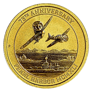 2016 1/10 oz Tuvalu Pearl Harbor 75th anniversary Gold Coin