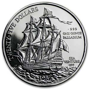 1987 1 oz Bermuda Sea Venture Proof Palladium Bullion Coin