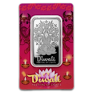 1 oz PAMP Swiss Silver Diwali and Sacred Cow Bullion Bar