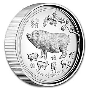 Australian Silver Lunar Series 2019 - Year of the Pig - Proof High Relief - With Box and COA - 1 oz Australian Silver Lunar Series 2019 - Year of the Pig - Proof High Relief - With Box and COA - 1 oz