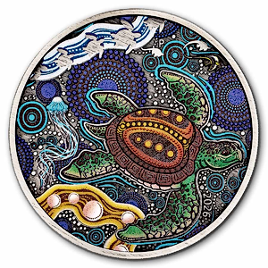 2026 2 oz Australian Silver Turtle Utingat Antiqued Coin
