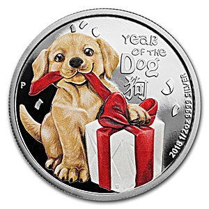 2018 1/2 oz Tuvalu Baby Dog Silver Coin